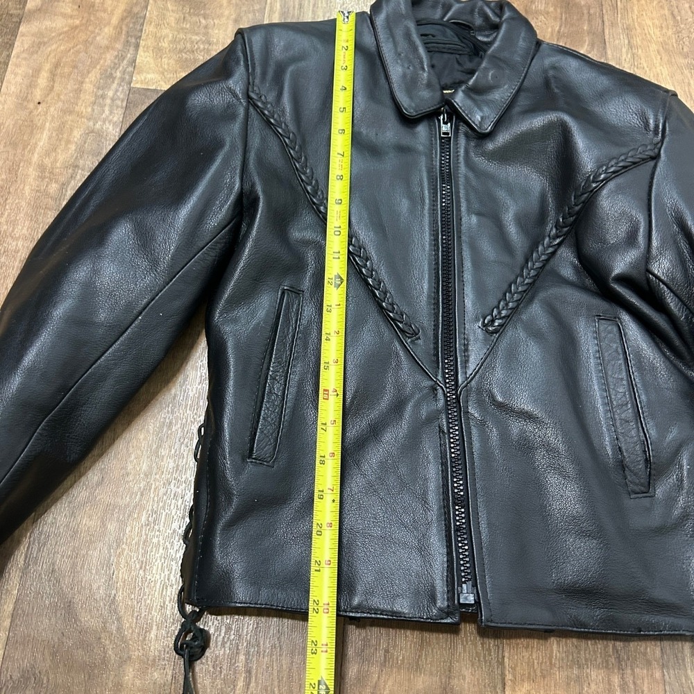 Milwaukee Leather Motorcycle Jacket S Black Braided Genuine Leather Heavy Moto - Picture 13 of 16